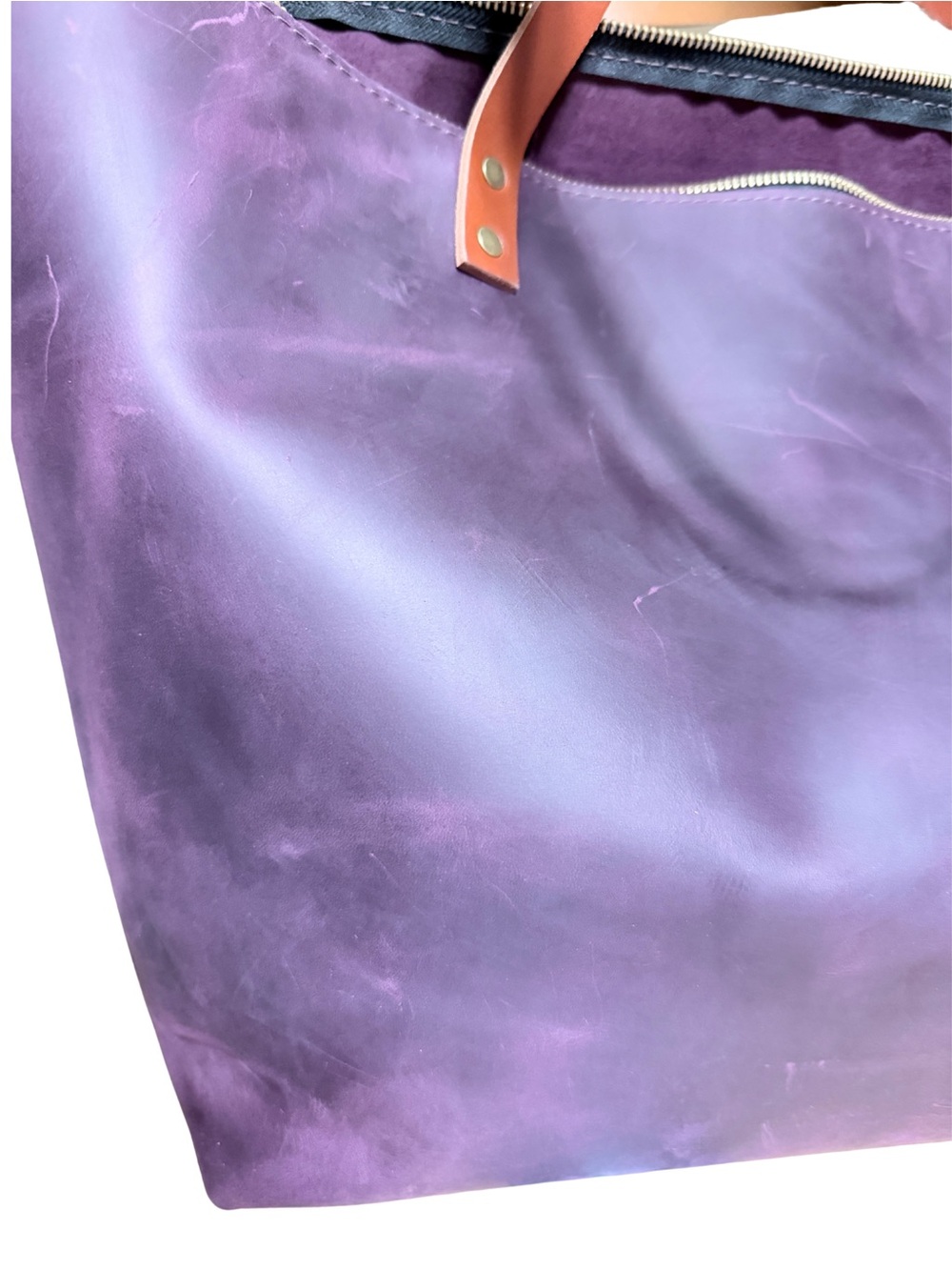 Portland Leather Goods oversized Tote Larkspur Purple VGUC - Picture 7 of 16